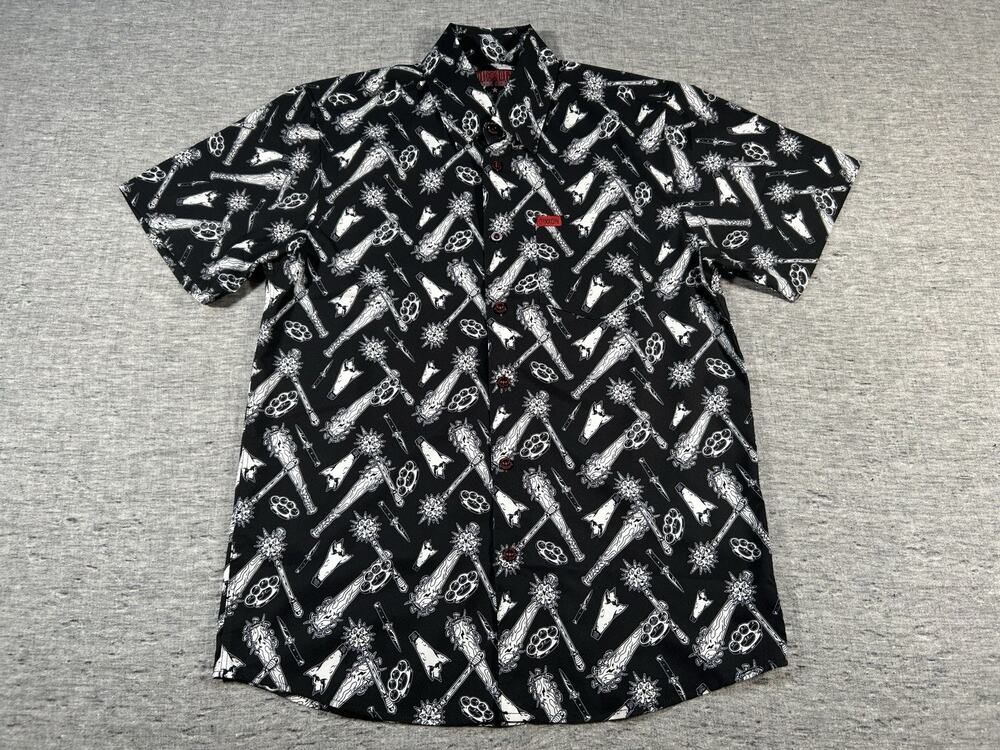 Dixxon The Darkest Shirt Mens Medium Black Weapons Brass Knuckles Knives Stretch